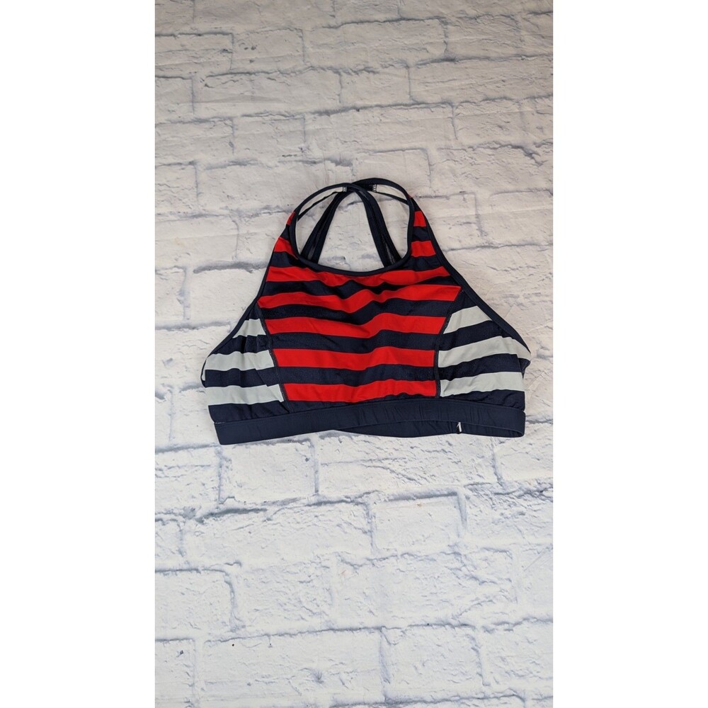 Tommy Hilfiger Women’s Cotton Logo Padded Red Sports Bra Large Striped